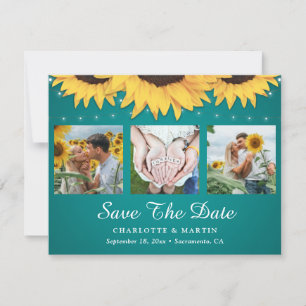 Aquamarine Sonnenblume 3 Foto Collage Hochzeit Save The Date