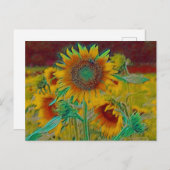 Aquamarine Sonnenblume Postkarte (Vorne/Hinten)