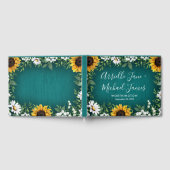 Aquamarine Sonnenblume Rustikales Hochzeitshaus Gästebuch (Voll)