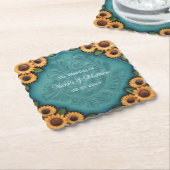 Aquamarine Sonnenblumen-Hochzeit mit geschliffenem Untersetzer (angewinkelt)