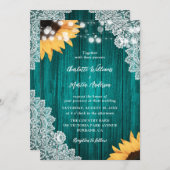 Aquamarine Sonnenblumenblume Einladung (Vorne/Hinten)