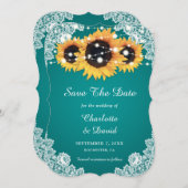 Aquamarine Sonnenblumenhochzeit Save The Date (Vorne/Hinten)