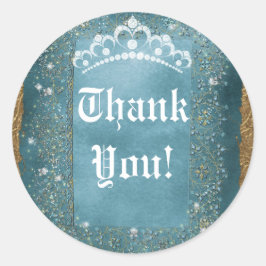 Aquamarine Sparkasse & Gold Diamond Tiara Scroll P Runder Aufkleber