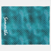Aquamarine Sparkasse Mermaid personalisiert Fleecedecke (Vorderseite (Horizontal))