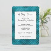 Aquamarine Sparkle Mermaid Kinderdusche Einladung (Stehend Vorderseite)