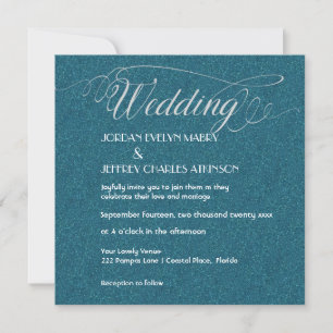 Aquamarine Sparkle Moderne Hochzeitseinladung Einladung
