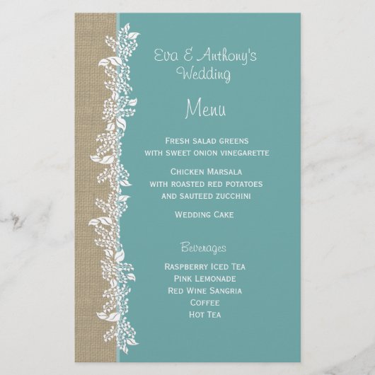 Aquamarine Speisekarte von Sea Garland (Vorderseite)