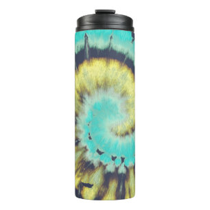 Aquamarine Spirale: Grunge Hippie Texture. Thermosbecher