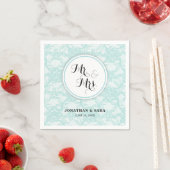 Aquamarine Spitze, Herr u. Frau Personalized Serviette (Beispiel)