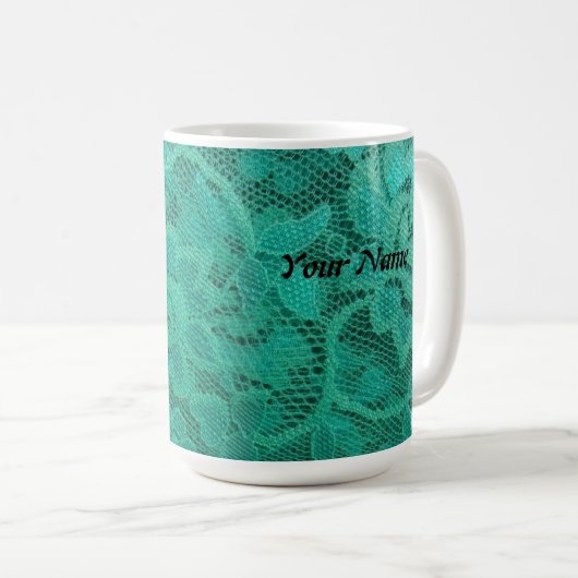 Aquamarine Spitze Kaffeetasse (VorderseiteRechts)