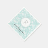 Aquamarine Spitze, Monogramm Hochzeit Serviette (Ecke)