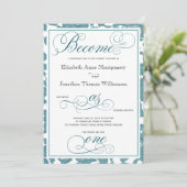 Aquamarine Spitze wird als eine Christliche Hochze Einladung (Stehend Vorderseite)