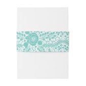 Aquamarine Spitzen-Bauchband mit Monogramm Einladungsbanderole (Rückseitenbeispiel)