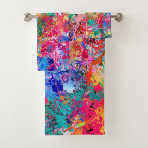 Aquamarine Splash Abstraction Badhandtuch Set