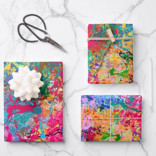 Aquamarine Splash Abstraction Geschenkpapier Set (Vorderseite)