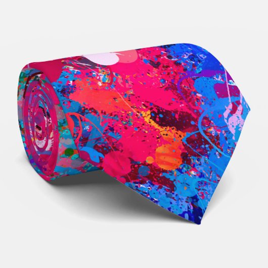 Aquamarine Splash Abstraction Krawatte (Gerollt)