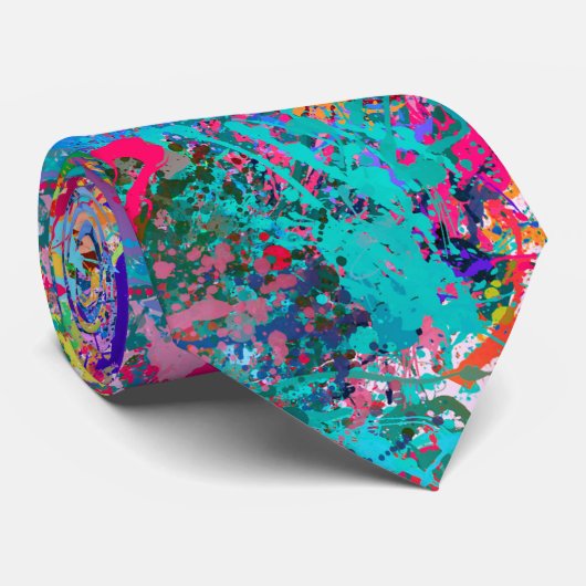 Aquamarine Splash Abstraction Krawatte (Gerollt)