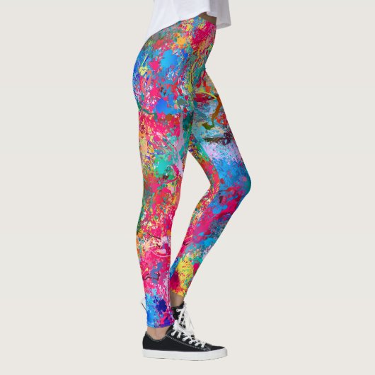 Aquamarine Splash Abstraction Leggings (Rechts)