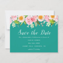 Aquamarine Spring Quinceañera Save the Date-Karte