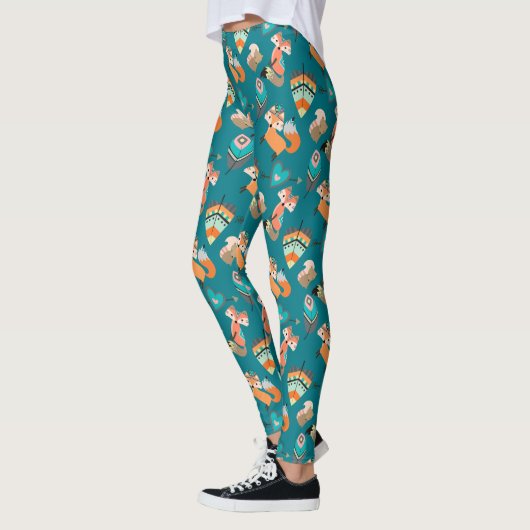 Aquamarine Stammes- Füchse Leggings (Links)