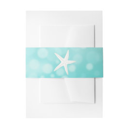 Aquamarine Starfish Bubbles Hochzeitbands Einladungsbanderole