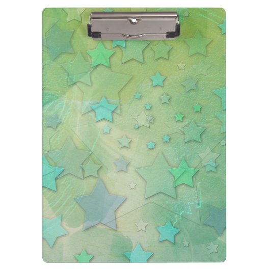 Aquamarine Stars Celestie Moderne Kunst Klemmbrett (Vorderseite)