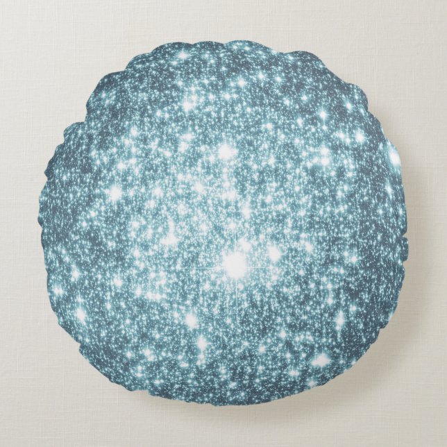 Aquamarine Stars Rundkissen Rundes Kissen (Vorderseite)
