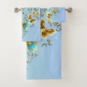 Aquamarine Steampunkgrafik, mechanische Stabilität Badhandtuch Set (Insitu)