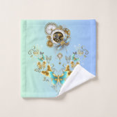 Aquamarine Steampunkgrafik, mechanische Stabilität Badhandtuch Set (Waschlappen)