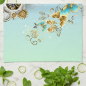 Aquamarine Steampunkkunst, Vintage Mechanik Geschirrtuch (Gefaltet)