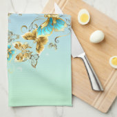 Aquamarine Steampunkkunst, Vintage Mechanik Geschirrtuch (Viertel Falte)