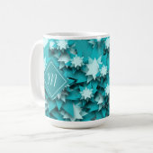 Aquamarine Sterne Mit Monogramm Kaffeetasse (Vorderseite Links)
