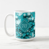 Aquamarine Sterne Mit Monogramm Kaffeetasse (Links)