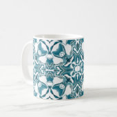 Aquamarine Sternexplosion Kaleidoskopmuster Kaffeetasse (Vorderseite Links)