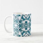 Aquamarine Sternexplosion Kaleidoskopmuster Kaffeetasse (Links)