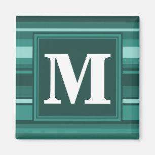 Aquamarine Streifen des Monogramms Magnet
