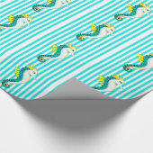 aquamarine Streifen des Seepferds Geschenkpapier (Ecke)