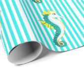 aquamarine Streifen des Seepferds Geschenkpapier (Rolleneckpunkt)