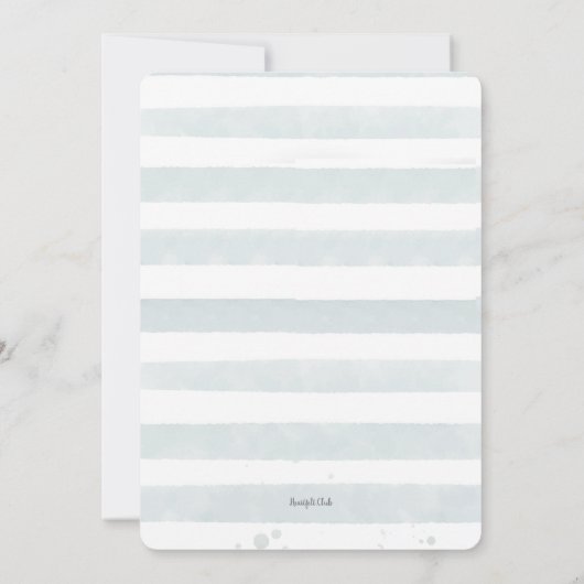 Aquamarine Streifen Foto Geburtsankündigung Einladung (Rückseite)