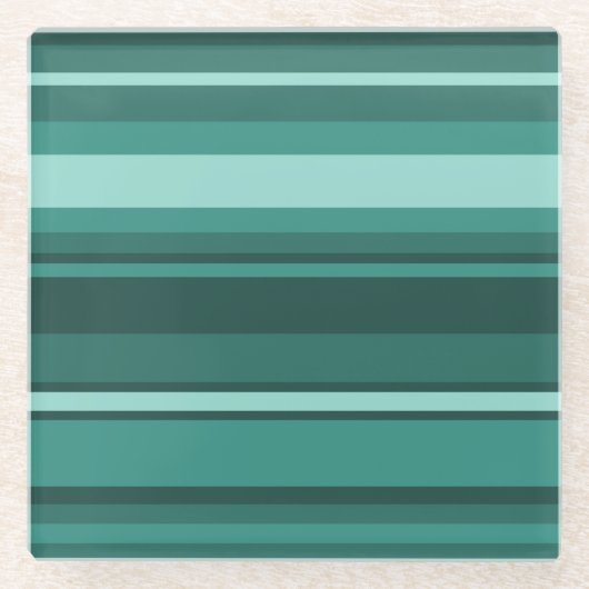 Aquamarine Streifen Glasuntersetzer (Vorderseite)