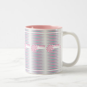 Aquamarine Streifen mit rosa und rosa, kundenspezi Zweifarbige Tasse