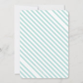 Aquamarine Streifen mit rotem Mohn, Minze, Hochzei Einladung (Rückseite)