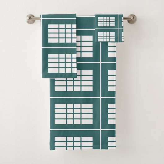 Aquamarine Streifen Muster Elegant Moderne Badhandtuch Set (Insitu)