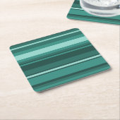 Aquamarine Streifen Rechteckiger Pappuntersetzer (angewinkelt)