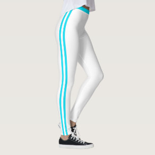 Aquamarine Streifen Weiße Leggings - Ihre Farben