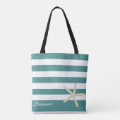Aquamarine Streifenstarfish-personalisierte Tasche (Rückseite)