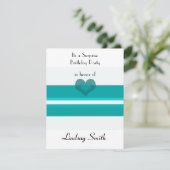 Aquamarine Stripe Überraschung Geburtstagseinladun Einladung (Stehend Vorderseite)