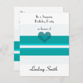 Aquamarine Stripe Überraschung Geburtstagseinladun Einladung (Vorne/Hinten)