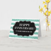 Aquamarine Stripes Anniversary Card des Mitarbeite Karte (Gelbe Blume)