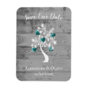 Aquamarine Struktur der Herzen speichern das Datum Magnet